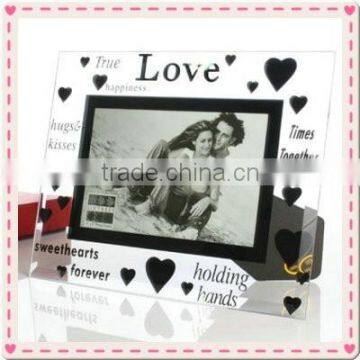 Cube Shape Glass Photo Engraved Love Picture Frame