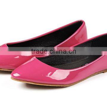 Patent Pu Plain Upper TPR Sole Fancy Cute Cheap Ballerina Shoe Girls Belly Pump Shoes Ballet Flats Shoes Kids 2016 photo-2