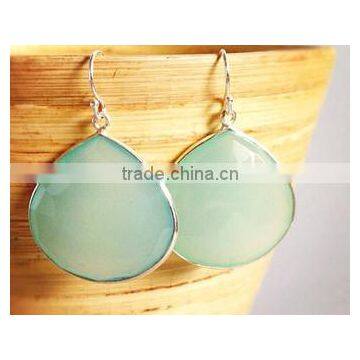 aqua chalcedony silver earings