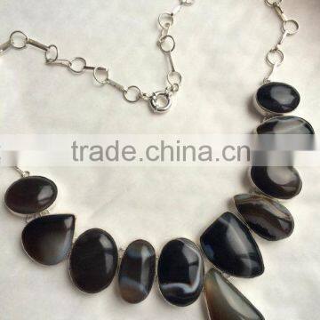 Botswana Agate Sterling Silver gemstone necklace