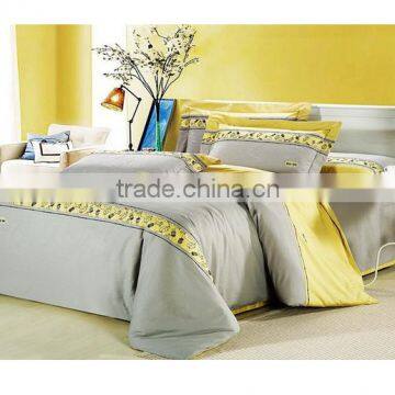 Modern romantic island Gray and yellow 4pcs hotel bedspreads,Queen size combed cotton bedding Set