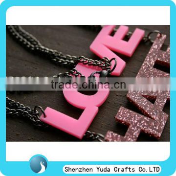 high quality customized colored laser cut acrylic pendant necklace for sale