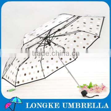 Professional umbrella manufacturer 3 folding clear umbrella