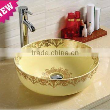 Special Offer Color Basin Shape Golden Color Design Stand Basin photo-2
