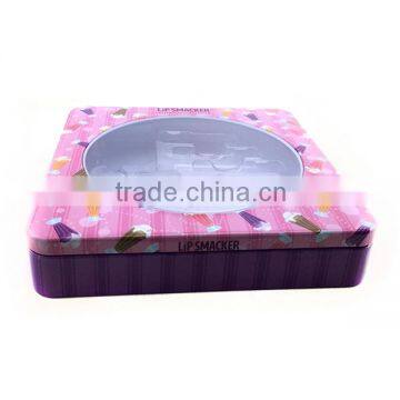 square tin can for coix seed,square tin can with clear window,tin packing canned pineapple