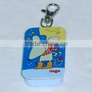 Keychain tin box, push-pull key chain tin box