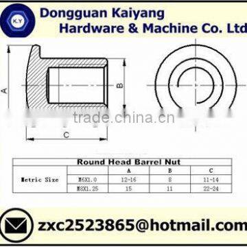 Round Head Barrel Nut (Furniture Nuts and Bolts) With Bright(White)/ Black / Blue/ Yellow ZincPlated; M6, M8. photo-2