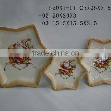 christmas ceramic plate candle holder