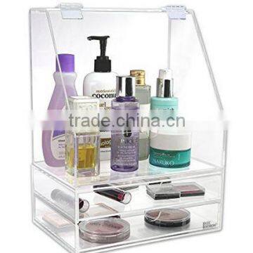 Acrylic Cosmetic Skincare / Jewelry Accessory Organizer Box Storage Case with 2 Drawers