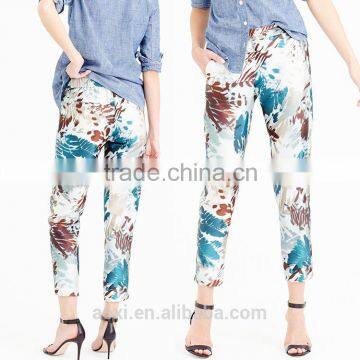 Fashion design elastic waist straight pattern fancy print girls casual long pants