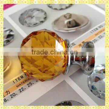 Wholesael Crystal Diamond Amber Glass Door Knobs For Washroom Decoration