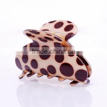 Polka dot print Non-slip decorative double comb hair claw clip