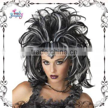 Women's Black White Evil Sorceress Adult Halloween Wig