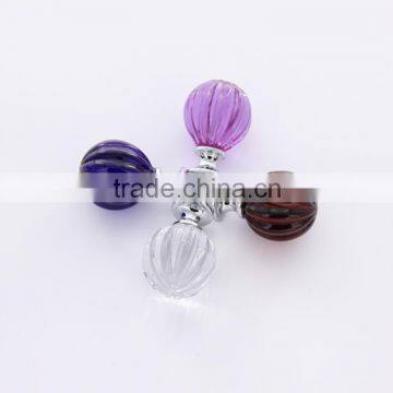 1 7/9 Inch Honey Amber Pumpkin Shape Brass Base Glass Pull Knobs photo-5