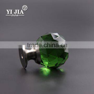 1 3/8 inch forest green color diamond shape glass handle pull