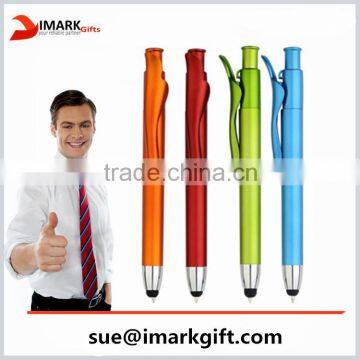 click action stylus touch pen with special clip design promotional screen touch pen