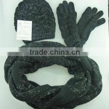 winter fashion knitting cashmere scarf gloves set