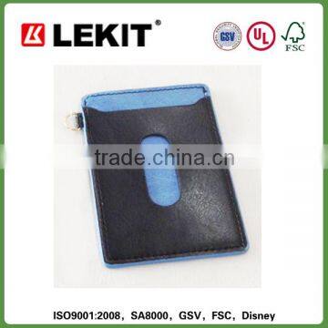 PU and felt bus card holder with metal ring