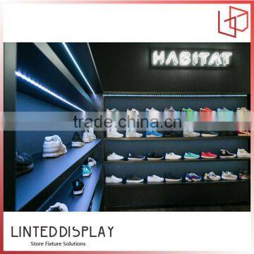 High quality MDF multitier wall mounted display shelving for shoes