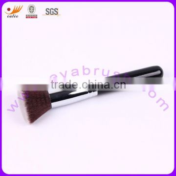 Square Edge Synthetic Hair Shiny Black Wooden Handle Individual Blush Brush