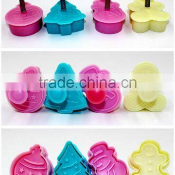 No.1 yiwu exporting commission agent wanted 4pcs plastic cookie mould set for christmas custom, pass FDA