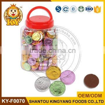 Colorful Chocolate Coins candy In Jar