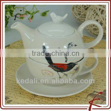 personalized ceramic tea pot for one with bird design