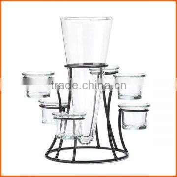 Hot selling customzied metal stands glass vase