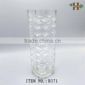 handblown tall clear square glass floor vase