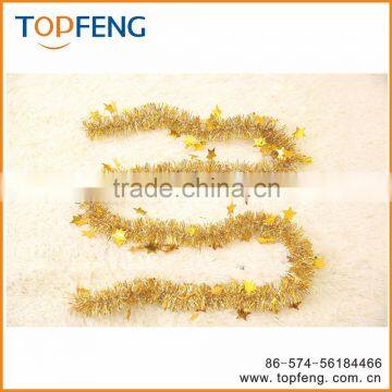 christmas tinsel with five point star/stage decoration for festival/ornament christmas