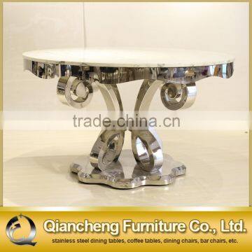 Foshan Furniture Market Round Dining Table Marble From India Stainless Tables Furniture photo-5