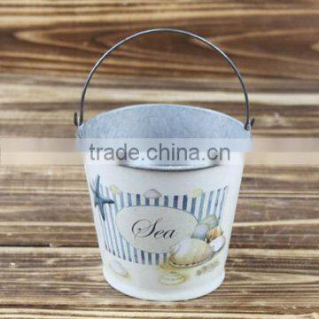 hot sales autumn sea design metal bucket for garden decoration