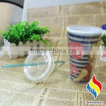 Hot Sale Paper Insert 16oz Plastic Tumbler Double Wall Drinking Mug photo-5