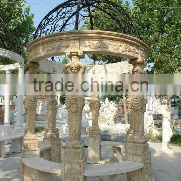 Outdoor Garden Decoration Lady Stone Carving Marble Gazebo With Column photo-5