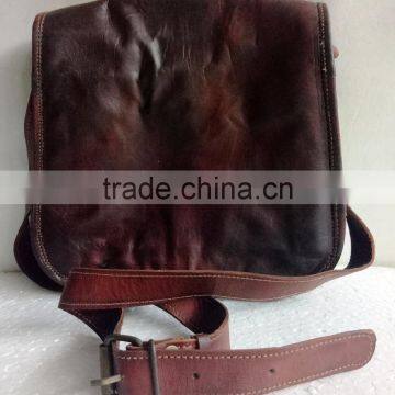 High Quality Stylish Handmade Vintage Pure Goat Leather Sling Bag photo-2