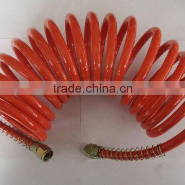 10 years experience high quality 3/8'(9.6mm*6.3mm) red PU sprial flexible water tube for medicine industry with quick coupler