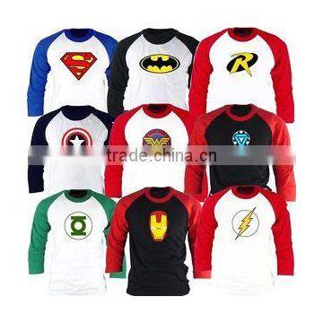 Superhero raglan shirt 3/4 sleeves / High quality Superhero raglan tshirt