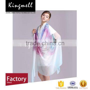 Custom Design Digital Print Fashion Silk Scarf With Crepe Textile Fabric photo-3