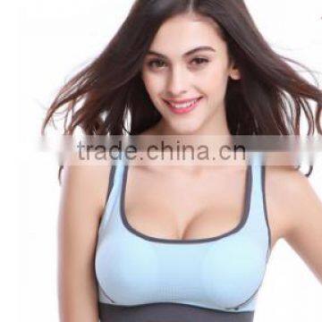 2017 New Style Blue Gym Bra Crossover Straps Back Mature Hot Sexy Women Sport Bra