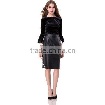Domin Fashion Black PU Leather Design Skirts Women photo-3