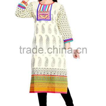 Pure Cotton Glamour Long Kurtis/western kurti designs/long kurti neck designs