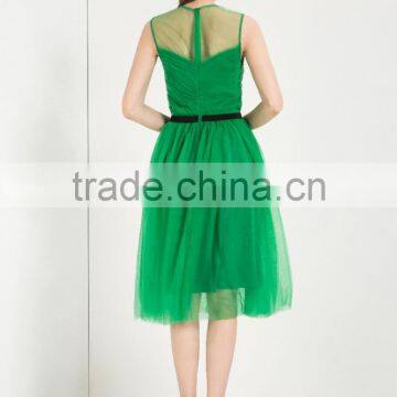 2016 Hot Selling Women Fashion Sleevless Mesh Tutu Evening Dress Green Beaded Short Dress of Evening photo-6
