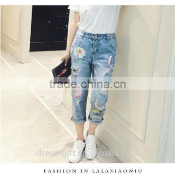 Simple Clothing Hole Torn Female Jeans Women's Cool Denim Pants Straight Jeans for Girl Vintage Casual Pants photo-2