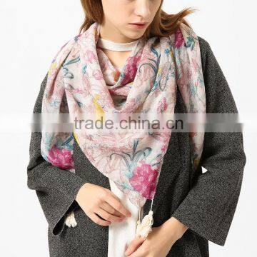 2017 original design trendy flower pattern ladies scarf