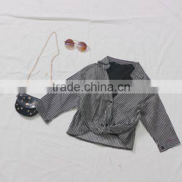 2-7 Years Wholesale 2017 New Girls Striped Bow Shirt Autumn Off Shoulder Fashion Girls Blouses (pick Size Color) photo-3