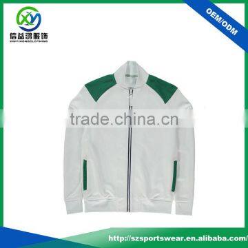 Contrast Color full Zipper White polyester /cotton Children Soccer Jacket