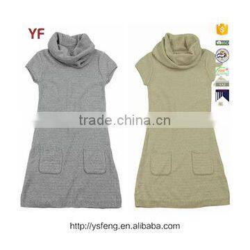 2015 Latest Fashion Short Sleeve Girl Sweater Dress Design
