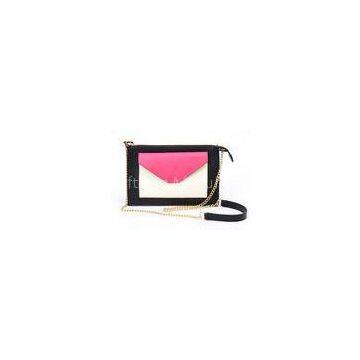 Small Leather Envelope Clutch Ladies Leather Handbags in Black , White and Pink