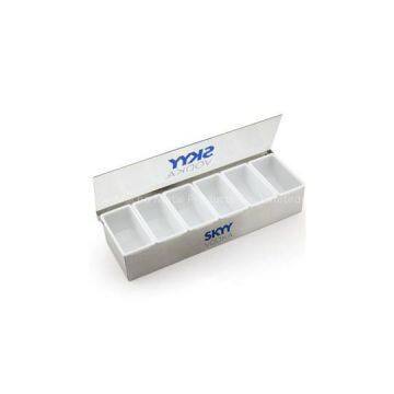 BC008 Acrylic + Stainless Steel Bar Caddy 6pcs Condiment Tray Fruit Holder Storage Containers