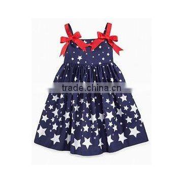 2016 new fashion stars fluffy dress pretty girl bowknot sundress girls party dress July 4th dress